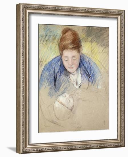 Woman Leaning over Baby-Mary Cassatt-Framed Giclee Print