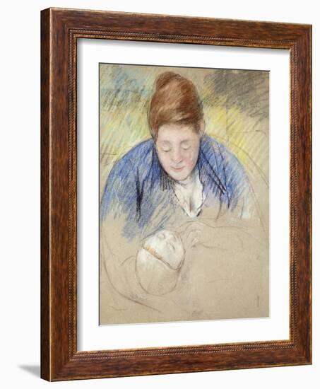 Woman Leaning over Baby-Mary Cassatt-Framed Giclee Print