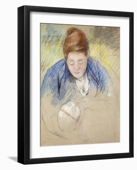 Woman Leaning over Baby-Mary Cassatt-Framed Giclee Print