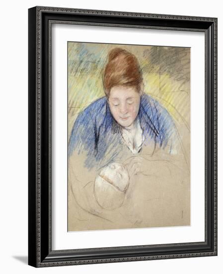 Woman Leaning over Baby-Mary Cassatt-Framed Giclee Print