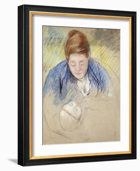 Woman Leaning over Baby-Mary Cassatt-Framed Giclee Print