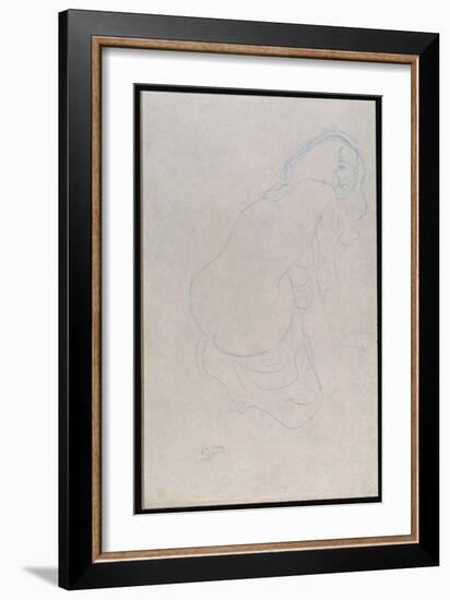 Woman Leaning to the Right with Long Hair, C.1910-11-Gustav Klimt-Framed Giclee Print
