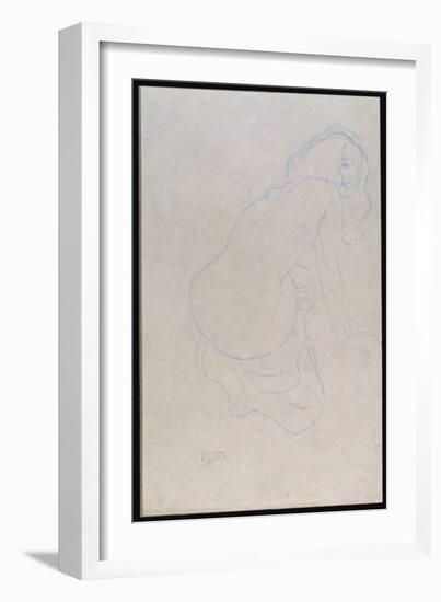 Woman Leaning to the Right with Long Hair, C.1910-11-Gustav Klimt-Framed Giclee Print