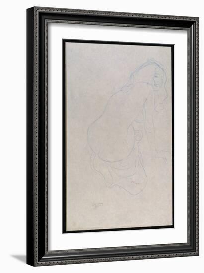 Woman Leaning to the Right with Long Hair, C.1910-11-Gustav Klimt-Framed Giclee Print