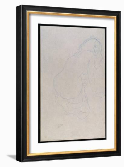 Woman Leaning to the Right with Long Hair, C.1910-11-Gustav Klimt-Framed Giclee Print