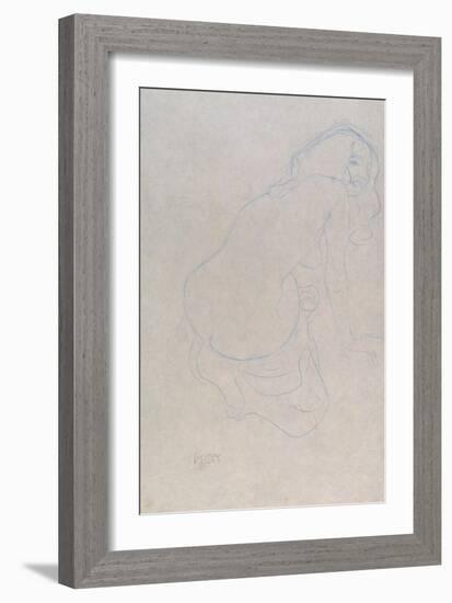 Woman Leaning to the Right with Long Hair, c.1910-11-Gustav Klimt-Framed Giclee Print