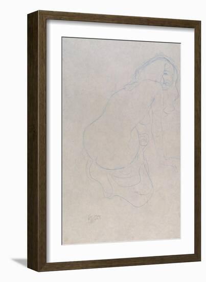 Woman Leaning to the Right with Long Hair, c.1910-11-Gustav Klimt-Framed Giclee Print