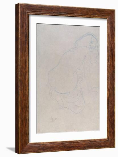 Woman Leaning to the Right with Long Hair, c.1910-11-Gustav Klimt-Framed Giclee Print