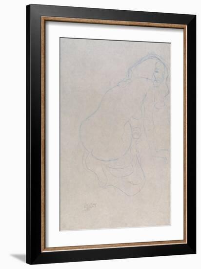 Woman Leaning to the Right with Long Hair, c.1910-11-Gustav Klimt-Framed Giclee Print