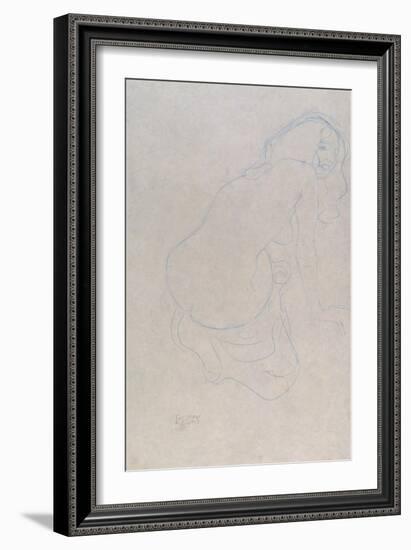 Woman Leaning to the Right with Long Hair, c.1910-11-Gustav Klimt-Framed Giclee Print