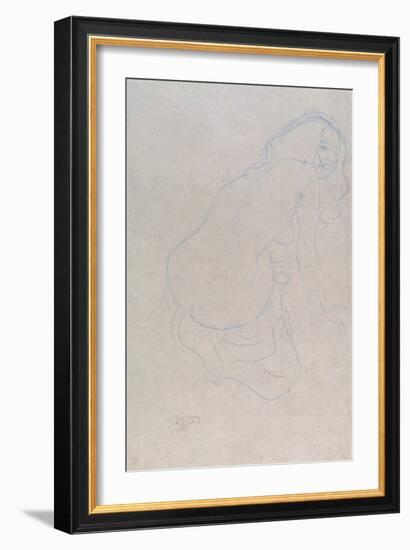 Woman Leaning to the Right with Long Hair, c.1910-11-Gustav Klimt-Framed Giclee Print