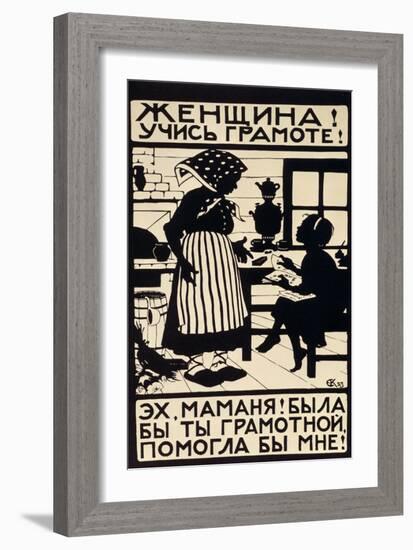 Woman! Learn Your Letters!, 1923-Elizaveta Sergeevna Kruglikova-Framed Giclee Print