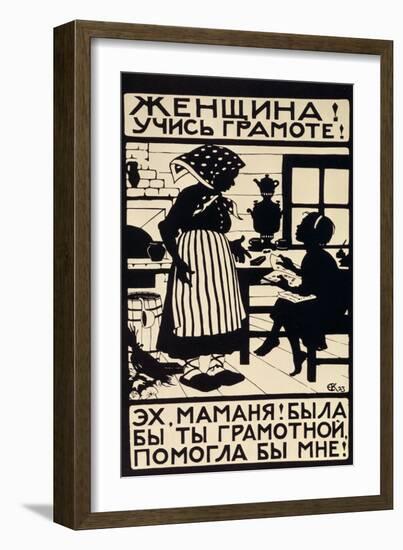 Woman! Learn Your Letters!, 1923-Elizaveta Sergeevna Kruglikova-Framed Giclee Print