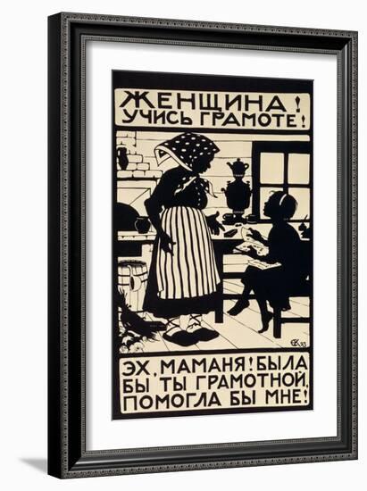 Woman! Learn Your Letters!, 1923-Elizaveta Sergeevna Kruglikova-Framed Giclee Print