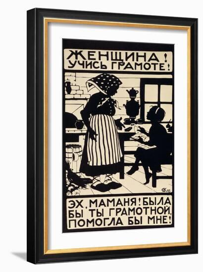 Woman! Learn Your Letters!, 1923-Elizaveta Sergeevna Kruglikova-Framed Giclee Print