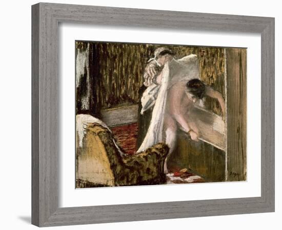 Woman Leaving Her Bath, 1877-Edgar Degas-Framed Giclee Print