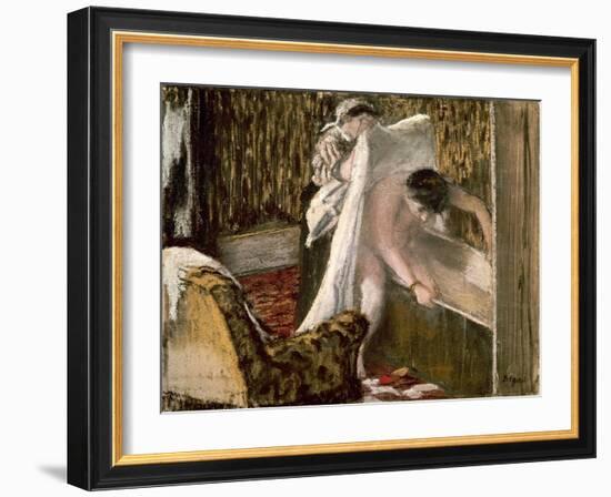 Woman Leaving Her Bath, 1877-Edgar Degas-Framed Giclee Print