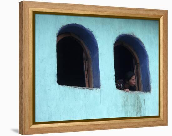 Woman Looking Out of Window, Chichicastenango, Guatemala-Judith Haden-Framed Premier Image Canvas