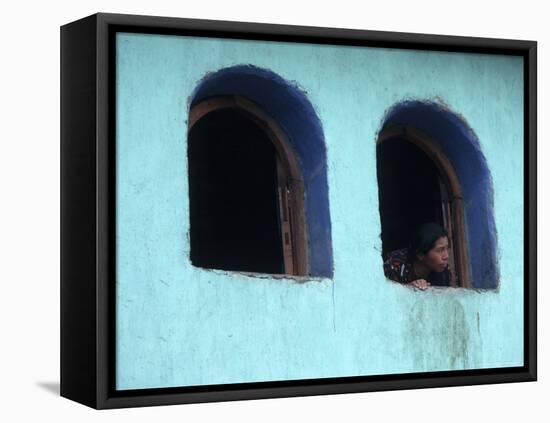 Woman Looking Out of Window, Chichicastenango, Guatemala-Judith Haden-Framed Premier Image Canvas