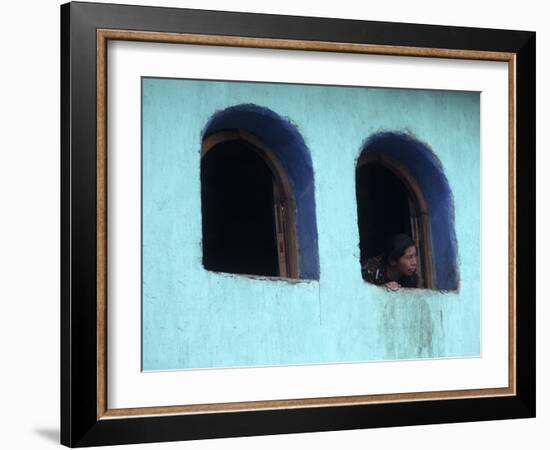 Woman Looking Out of Window, Chichicastenango, Guatemala-Judith Haden-Framed Photographic Print