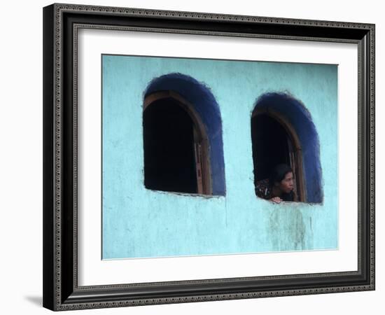 Woman Looking Out of Window, Chichicastenango, Guatemala-Judith Haden-Framed Photographic Print