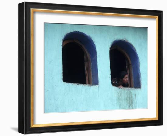 Woman Looking Out of Window, Chichicastenango, Guatemala-Judith Haden-Framed Photographic Print