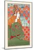Woman Looking Over Her Shoulder With Stylized Flowers In The Background-Louis Rhead-Mounted Art Print