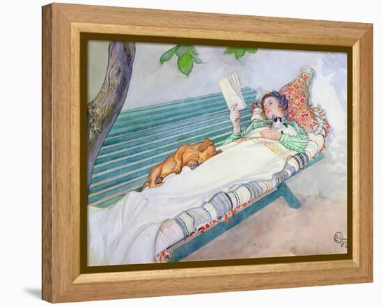 Woman Lying on a Bench, 1913-Carl Larsson-Framed Premier Image Canvas