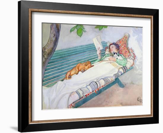 Woman Lying on a Bench, 1913-Carl Larsson-Framed Giclee Print