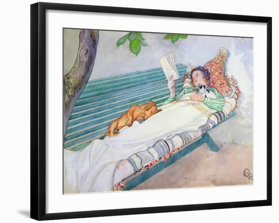 Woman Lying on a Bench, 1913-Carl Larsson-Framed Giclee Print