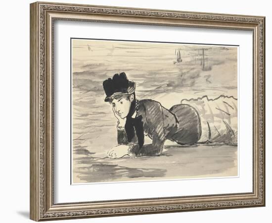 Woman Lying on Beach. Annabel Lee, c. 1881-Edouard Manet-Framed Giclee Print