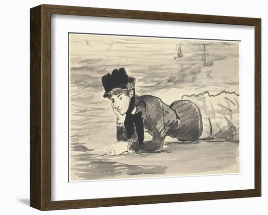 Woman Lying on Beach. Annabel Lee, c. 1881-Edouard Manet-Framed Giclee Print