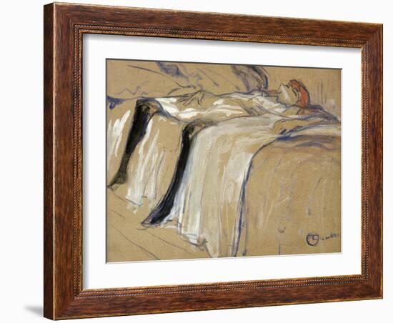 Woman Lying on Her Back - Lassitude, Study for "Elles", 1896-Henri de Toulouse-Lautrec-Framed Giclee Print