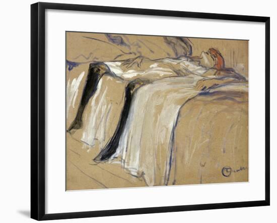 Woman Lying on Her Back - Lassitude, Study for "Elles", 1896-Henri de Toulouse-Lautrec-Framed Giclee Print