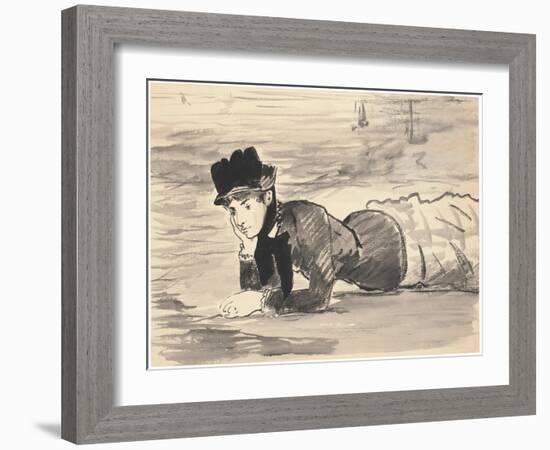 Woman Lying on the Beach, Annabel Lee, Ca 1881-Edouard Manet-Framed Giclee Print