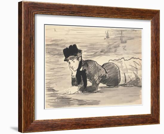 Woman Lying on the Beach, Annabel Lee, Ca 1881-Edouard Manet-Framed Giclee Print