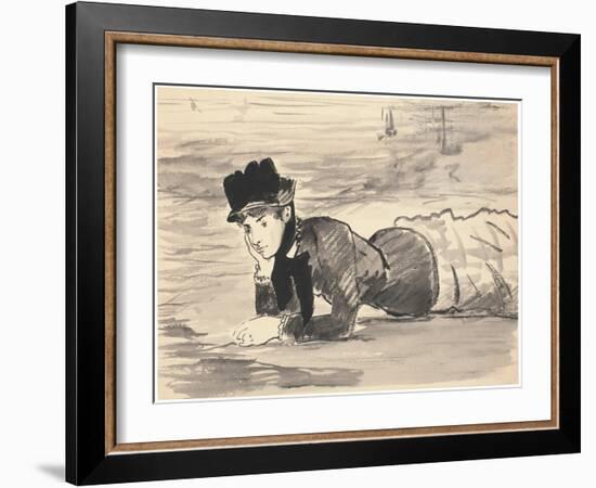 Woman Lying on the Beach, Annabel Lee, Ca 1881-Edouard Manet-Framed Giclee Print