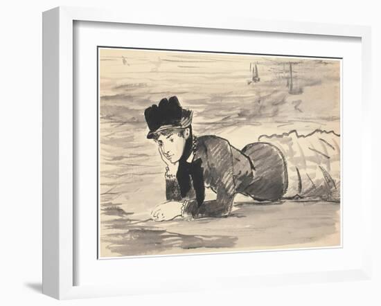 Woman Lying on the Beach, Annabel Lee, Ca 1881-Edouard Manet-Framed Giclee Print