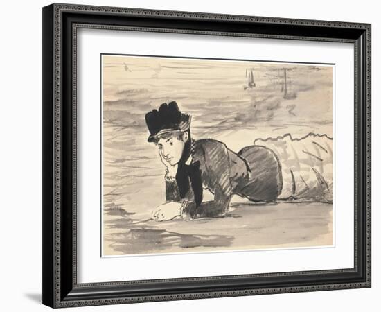 Woman Lying on the Beach, Annabel Lee, Ca 1881-Edouard Manet-Framed Giclee Print