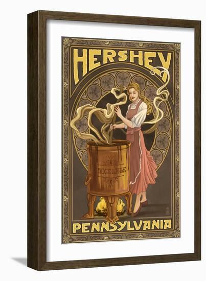 Woman Making Chocolate - Hershey, Pennsylvania-Lantern Press-Framed Art Print