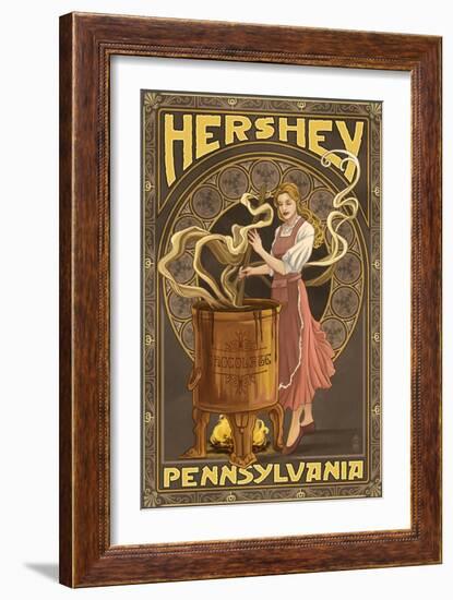 Woman Making Chocolate - Hershey, Pennsylvania-Lantern Press-Framed Art Print