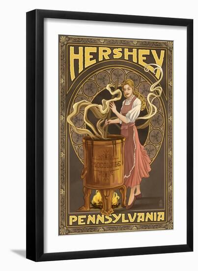 Woman Making Chocolate - Hershey, Pennsylvania-Lantern Press-Framed Art Print