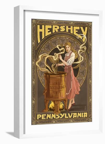 Woman Making Chocolate - Hershey, Pennsylvania-Lantern Press-Framed Art Print