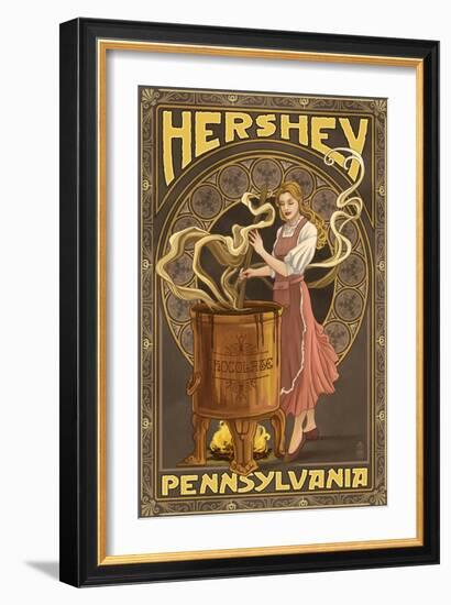 Woman Making Chocolate - Hershey, Pennsylvania-Lantern Press-Framed Art Print