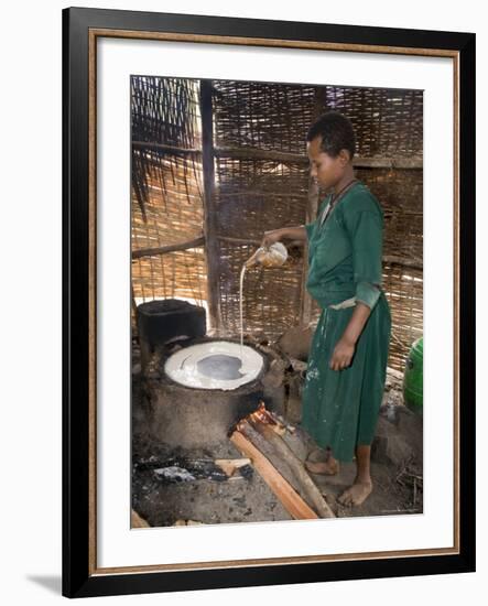 Woman Making Injera, the Staple Diet, Ethiopia, Africa-Gavin Hellier-Framed Photographic Print