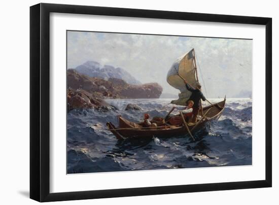 Woman, Man and Child in an Oselver-Hans Andreas Dahl-Framed Giclee Print