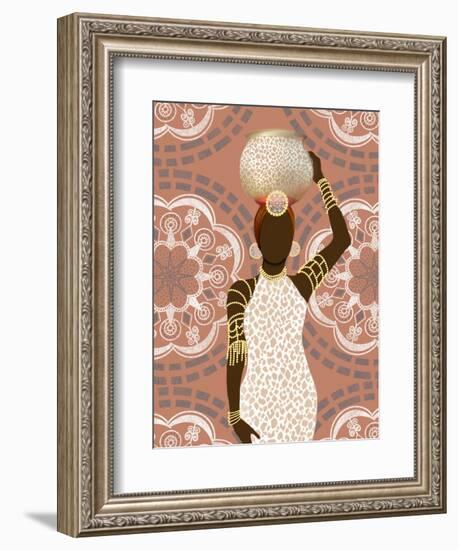 Woman Mandala Leopard Print Coral-Matthew Piotrowicz-Framed Art Print