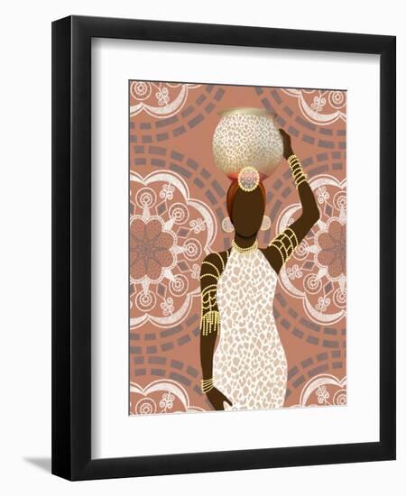 Woman Mandala Leopard Print Coral-Matthew Piotrowicz-Framed Art Print