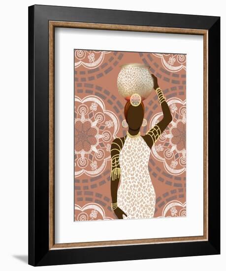 Woman Mandala Leopard Print Coral-Matthew Piotrowicz-Framed Art Print