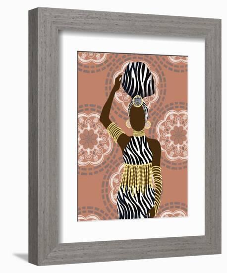 Woman Mandala Zebra Print Coral-Matthew Piotrowicz-Framed Art Print